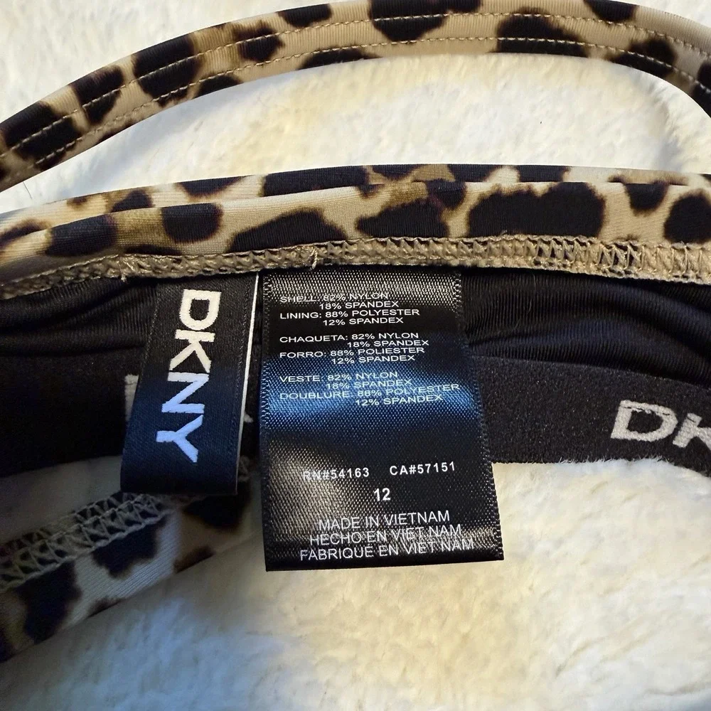 Dkny Women's Cut-Out Animal-Print Bandeau One-Piece Swimsuit  Multi Size 12 - Picture 5 of 11